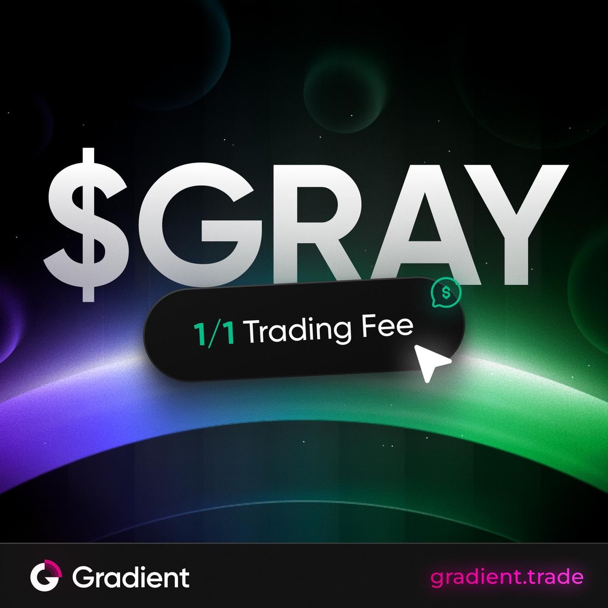 useGradient's tweet image. The $GRAY Token’s 5/5 tax has been removed in favour of a 1% trading fee, directed in full towards strengthening $GRAY’s liquidity.

Tax-free, price-impact-free trading remains available on app.gradient.trade