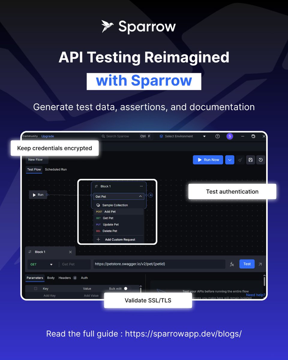 Sparrow_API's tweet image. Performance and security — the two things your #APIs can’t afford to get wrong.⚡

Sparrow merges both into one intelligent testing layer:
-Secure by design
-Fast by architecture
-AI-assisted for precision

To know more, read: sparrowapp.dev/blogs/api-secu…

#apisecurity #developertech