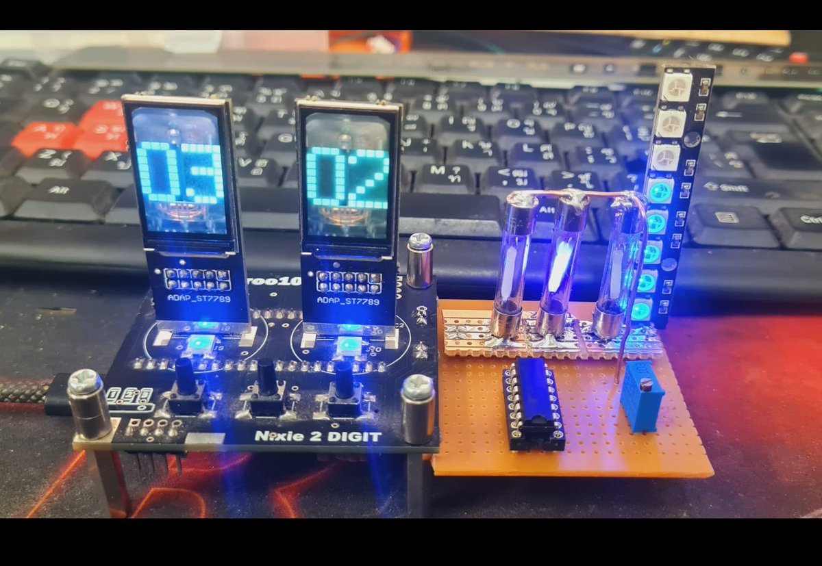 Yakroo5077's tweet image. Retro-Futuristic Hybrid Clock : Update PICO2 Circuitpython #trending #circuitpython #micropython #Python #restroclock #clock #diy #rp2040 #rp2350 #vyberpunk #streampunk #digitalclock #GorenjeClock #SpaceAgeClock #CapsuleClock #RetroClock #FuturisticClock