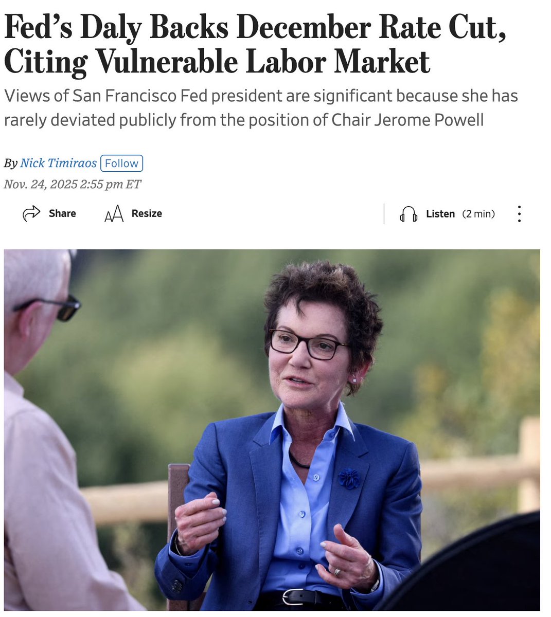 amitisinvesting's tweet image. THERE IT IS

Last Friday, Fed President John Williams said he would support a rate cut and the market odds went from 30% to 75% because Williams is seen as a proxy for Powell

aka, not all Fed Presidents are created equal, the NYC one matters a bit more to the markets

well, Mary…