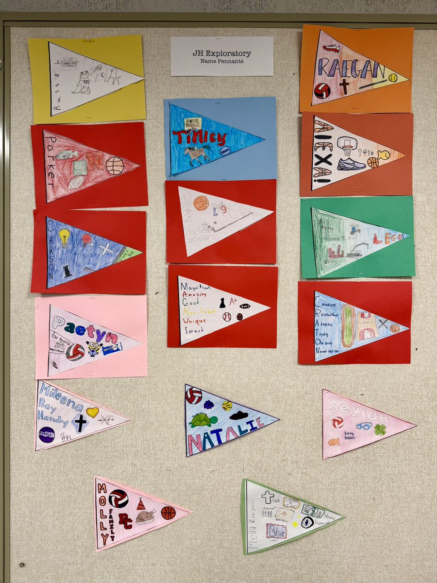 PCS_Pride's tweet image. JH Exploratory Art (7th Grade):
Name Pennants 
#SupportTheArts