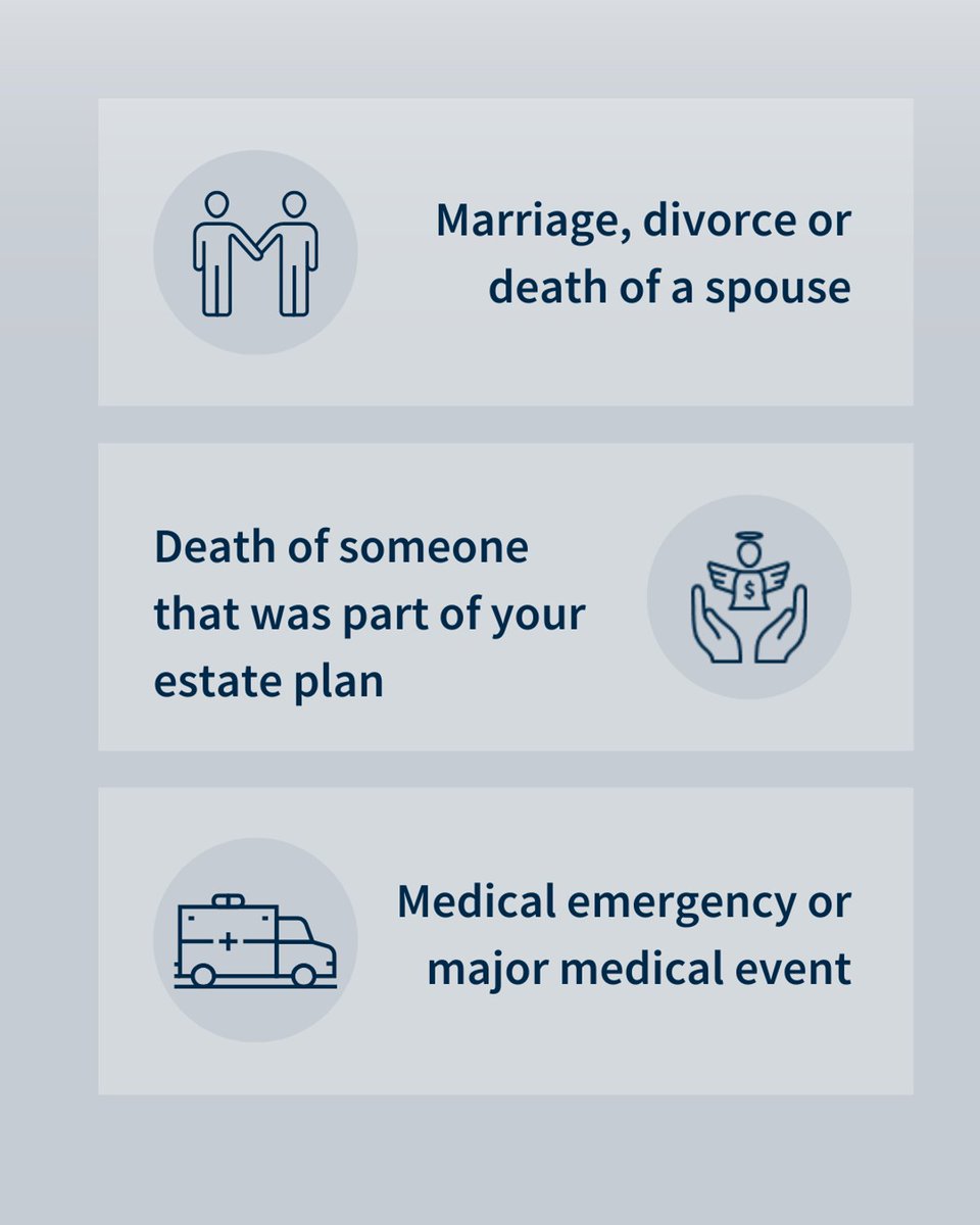 LauraRobbWM's tweet image. When should you review your estate plan? These major life events call for a check-in:
