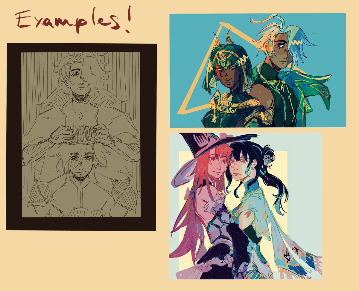 hello friends : ) unfortunately some issues irl came up and I am once again reminding anyone who may be interested that I can draw any blorbo youd like <3