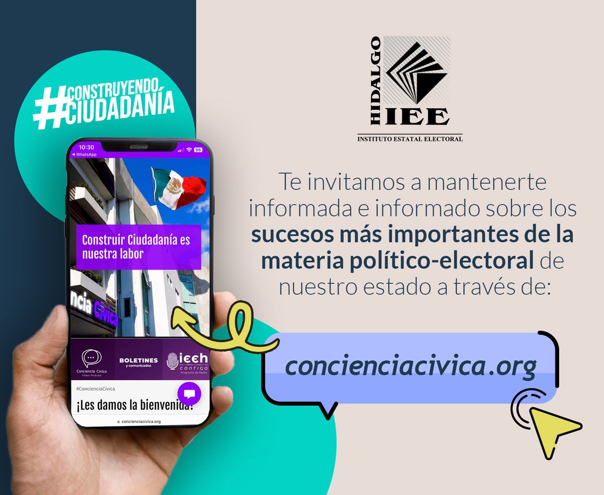 IEEHidalgo's tweet image. 🌐 II Ya conoces conciencicivica.org

#ConcienciaCívica es un espacio dedicado a la difusión de la cultura democrática, los derechos político-electorales, así como de las actividades que realizamos desde el #IEEH.

¡Descubre los contenidos que preparamos para TI! 🤳🏼

🙌…
