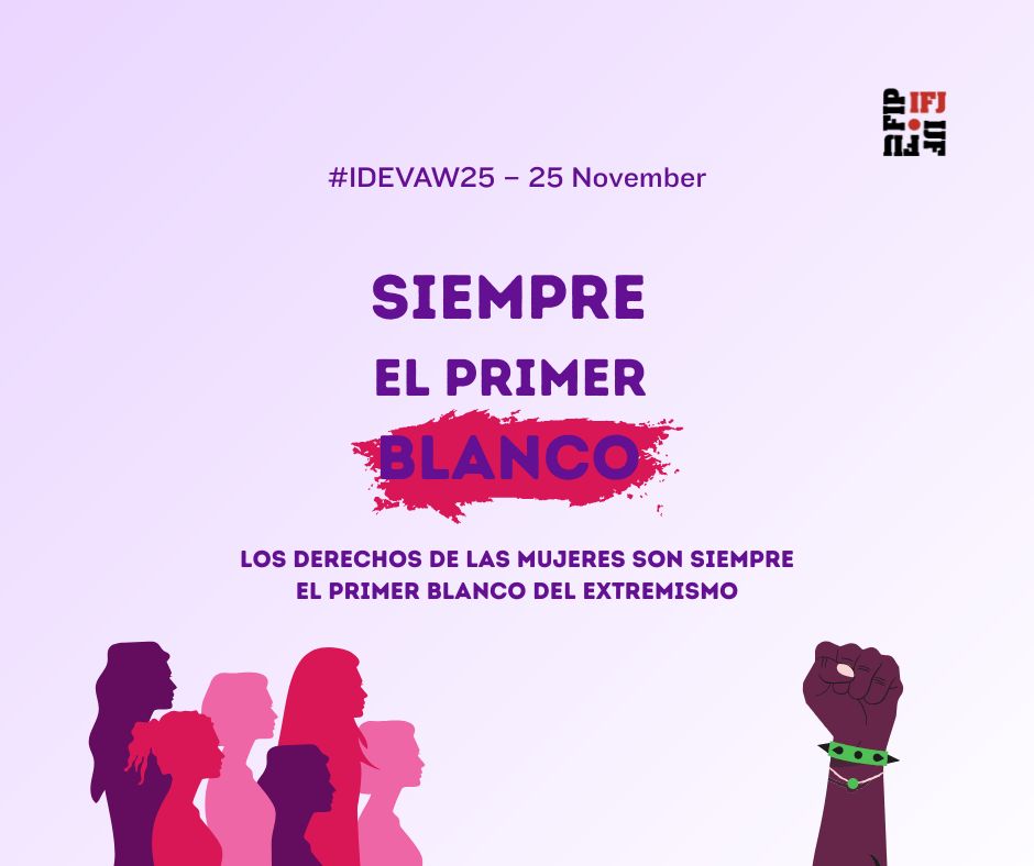 IFJGlobal's tweet photo. #IDEVAW2025 #25N “Without robust, enforceable gender policies and genuine protection for journalists reporting on far-right activities, all the progress we have fought for could be undone in an instant," @masamperio 

https://t.co/w5jet3uVBp https://t.co/pdiyHHWiQK