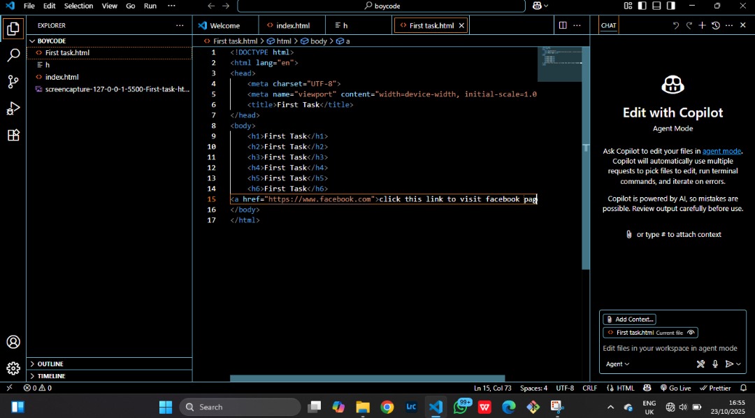 greythedev's tweet image. Learning software development with @BoycodeConf. We started from HTML as it should be. This is my progress so far—excited for what’s next.