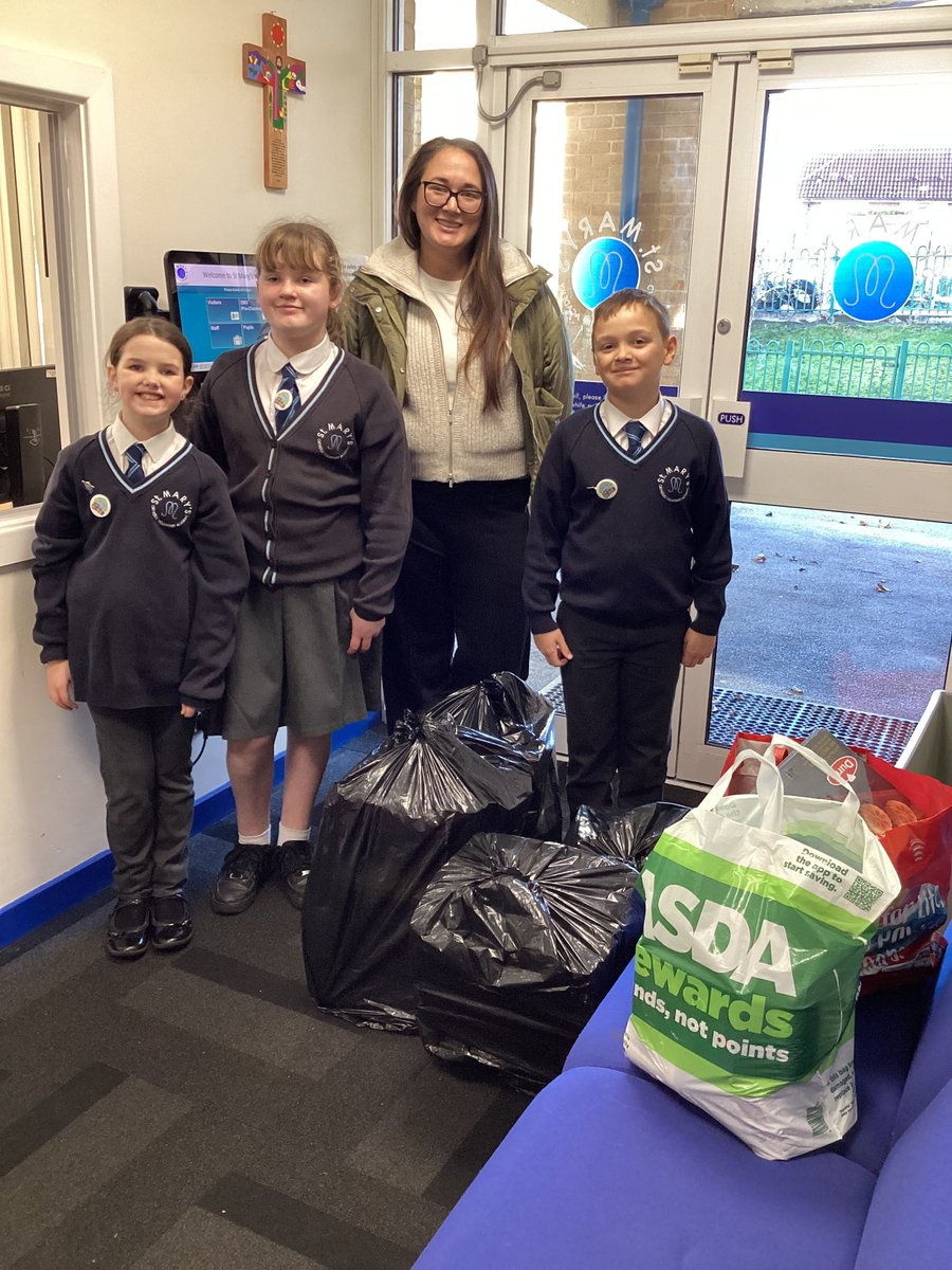 Celia from <a href="/SVPEnglandWales/">St Vincent de Paul Society (England & Wales)</a> came to collect the food bank donations in our school entrance and the Advent calendars. She was so grateful for your donations- thank you!