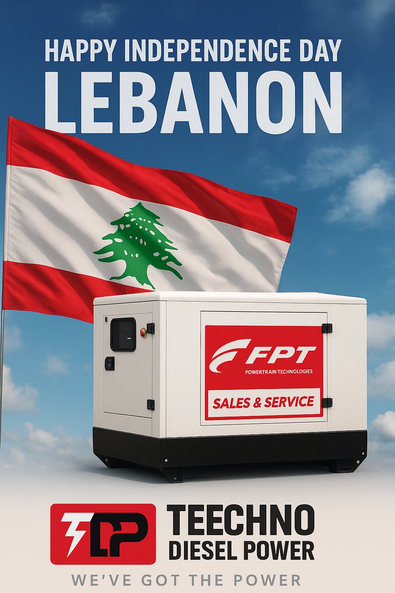 TDieselPower's tweet image. May your day be loud, proud, and diesel powered!
Happy Independence Day Lebanon 
#FPTindustrial #Technodieselpower #ASLabruna