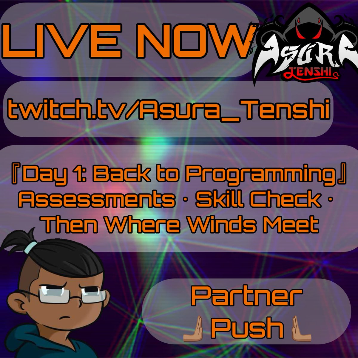 Asura_Tenshi's tweet image. LIVE NOW 🔥
Day 1 of getting back into programming!
Doing assessments to see what I remember, rebuilding the foundation — then chilling with Where Winds Meet.
Come hang out and vibe!
🔗 twitch.tv/asura_tenshi
#Programming #LearningToCode #WhereWindsMeet #TwitchStreamer #LiveNow