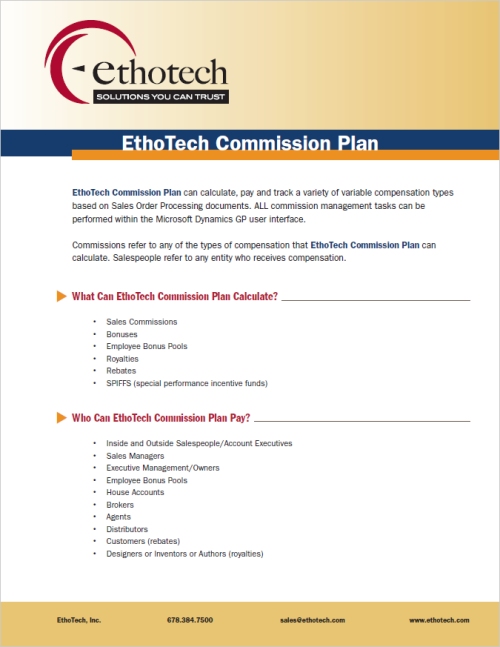 EthoTech's tweet image. Download the EthoTech Commission Plan Data Sheet &amp;amp; learn how Commission Plan makes it easy for your business to calculate, track, report &amp;amp; pay variable compensation. 

EthoTech Commission Plan can be a game-changer for your business! ow.ly/jMXo50Kv6BK

#MSDynGP #DynamicsGP