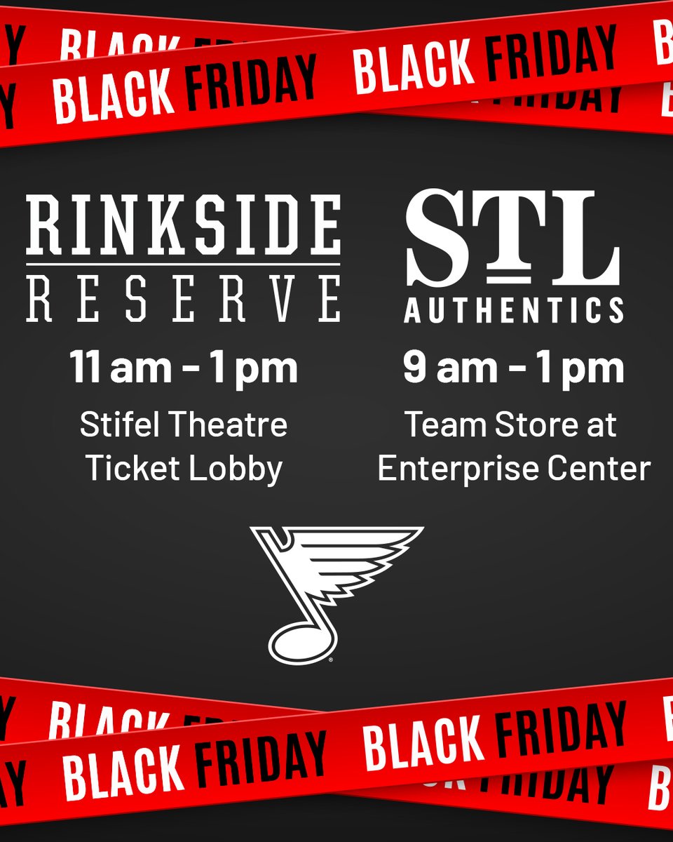 STL_Authentics's tweet image. Head downtown for Black Friday shopping! 

Rinkside Reserve will be selling new and used @stlouisblues player equipment, and STL Authentics will have a special offer- get a hat with a $100 purchase in the Team Store.