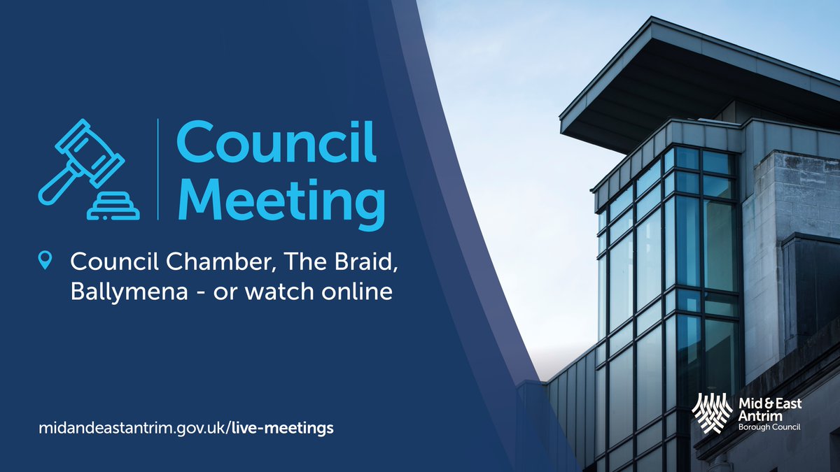The next full meeting of Mid and East Antrim Borough Council will be held in the Council Chamber at the Braid in Ballymena this evening at 6.30pm. Included on the agenda will be questions to council from the public.

You can also watch live online here: orlo.uk/W23ek
