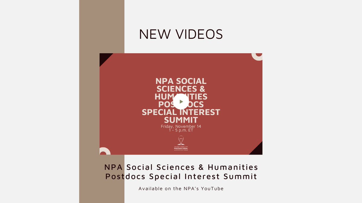 nationalpostdoc's tweet image. Missed the NPA Social Sciences &amp;amp; Humanities Postdocs Special Interest Summit? You can watch the recordings of the panels on our YouTube 📹  🔗 youtube.com/playlist?list=… // #SSHSIS #postdocs #postdoctoralscholars #postdocoffices #postdocassociations #socialsciences #humanities