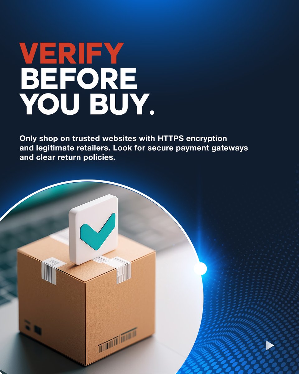 QuickStartIntel's tweet image. As holiday online shopping picks up, so do online threats!

Stay safe: shop on trusted HTTPS sites, use secure payment methods, avoid suspicious links, and strengthen your passwords

🔗Learn more about our Cybersecurity Bootcamp: ow.ly/AorT50Xu9r1

#OnlineShoppingSafety