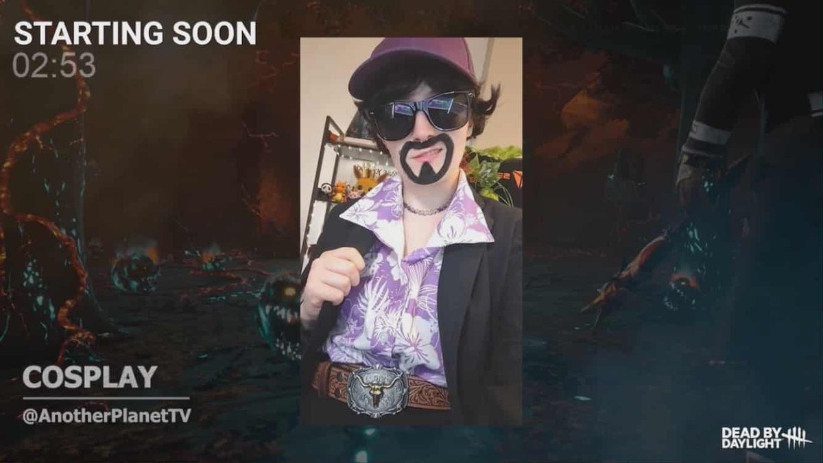 2 v ACE 😎 Ace Visconti cosplay time! 

<a href="/DeadbyDaylight/">Dead by Daylight</a>'s Favourite Ace Cosplayer is now Live on Twitch &amp; playing DBD's 2v8 with Viewers! 

Come say hi! 
twitch.tv/AnotherPlanetTV