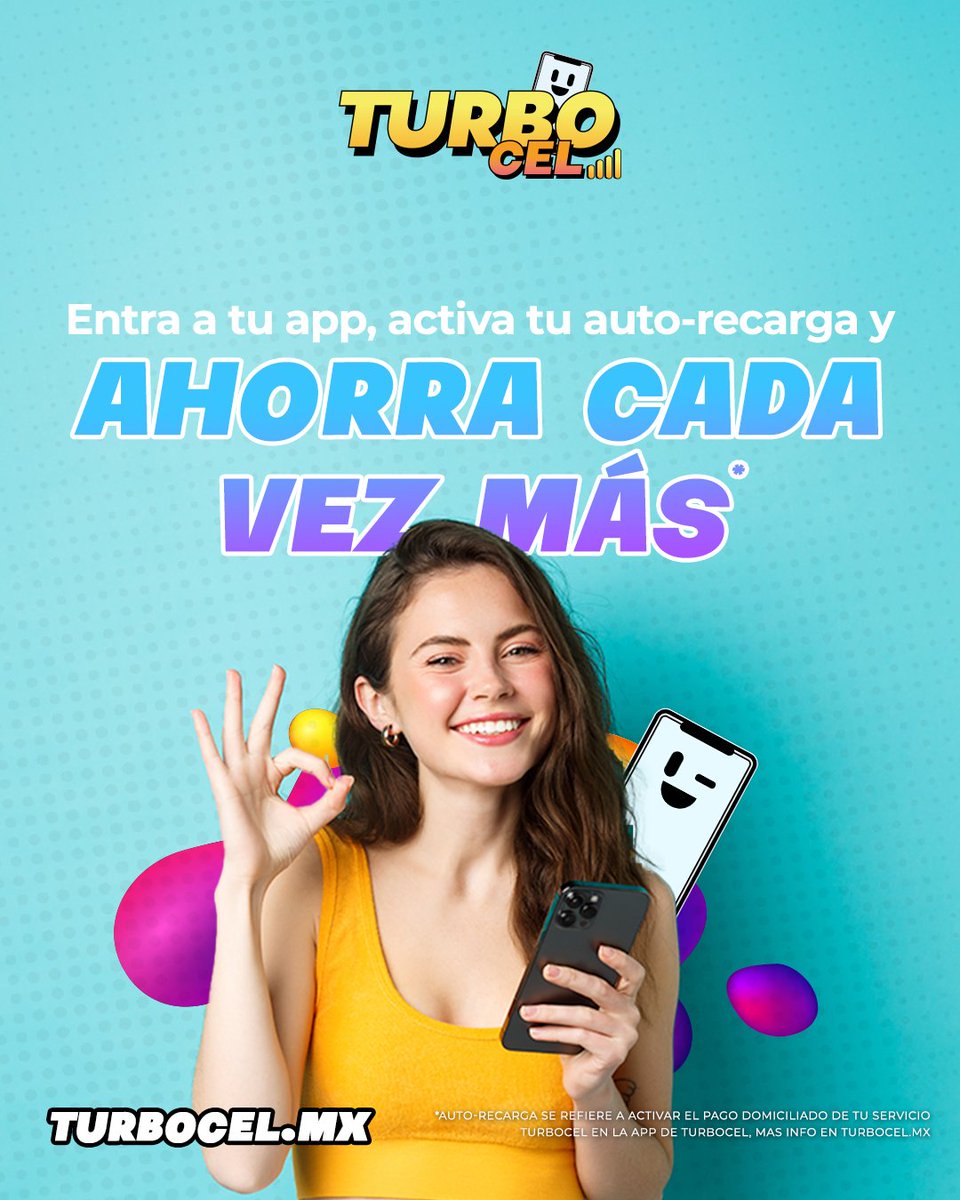 TurboCel_mx's tweet image. 😎 Olvídate de los recordatorios, con la auto-recarga tu plan se renovará en automático para hacerte todo más fácil. 😉

Descarga tu App aquí qrco.de/beJxpB y activa ya tu auto-recarga 🤩

#TurboCel #AutoRecarga #Telefonia #Ahorro