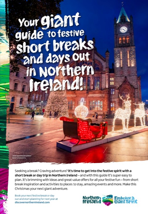 NITouristBoard's tweet photo. If a giant adventure is on your Santa list this Christmas, check out Tourism NI's new digital festive guide. 
Whether you're planning a festive short break or a dazzling day out in NI, the Giant Guide to  Festive Short Breaks has you covered - https://t.co/diq7MMdeeq https://t.co/C6Mzy3lcjb