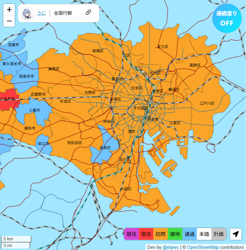 elpwc's tweet image. うに、
東京23区未接地は目黒区のみになったぁ..（個人情報保護のため敢えて居住と宿泊2項目を訪問に変更）
目黒区に日帰り散歩するならおすすめの場所がありますか..フォロワーさん助けて....