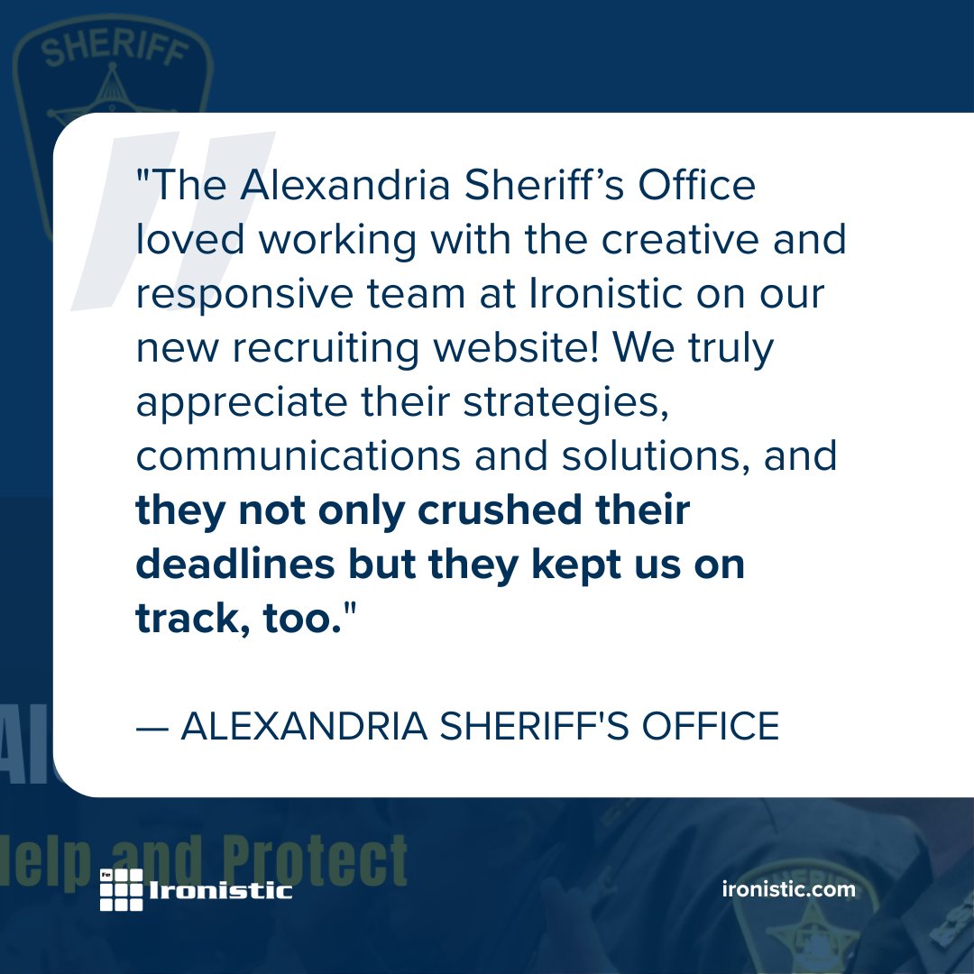 IronisticWeb's tweet image. We’re honored to have partnered with the Alexandria Sheriff’s Office to help tell their story and support recruitment efforts through a site built for connection and clarity.

Check out the new site! joinaso.com