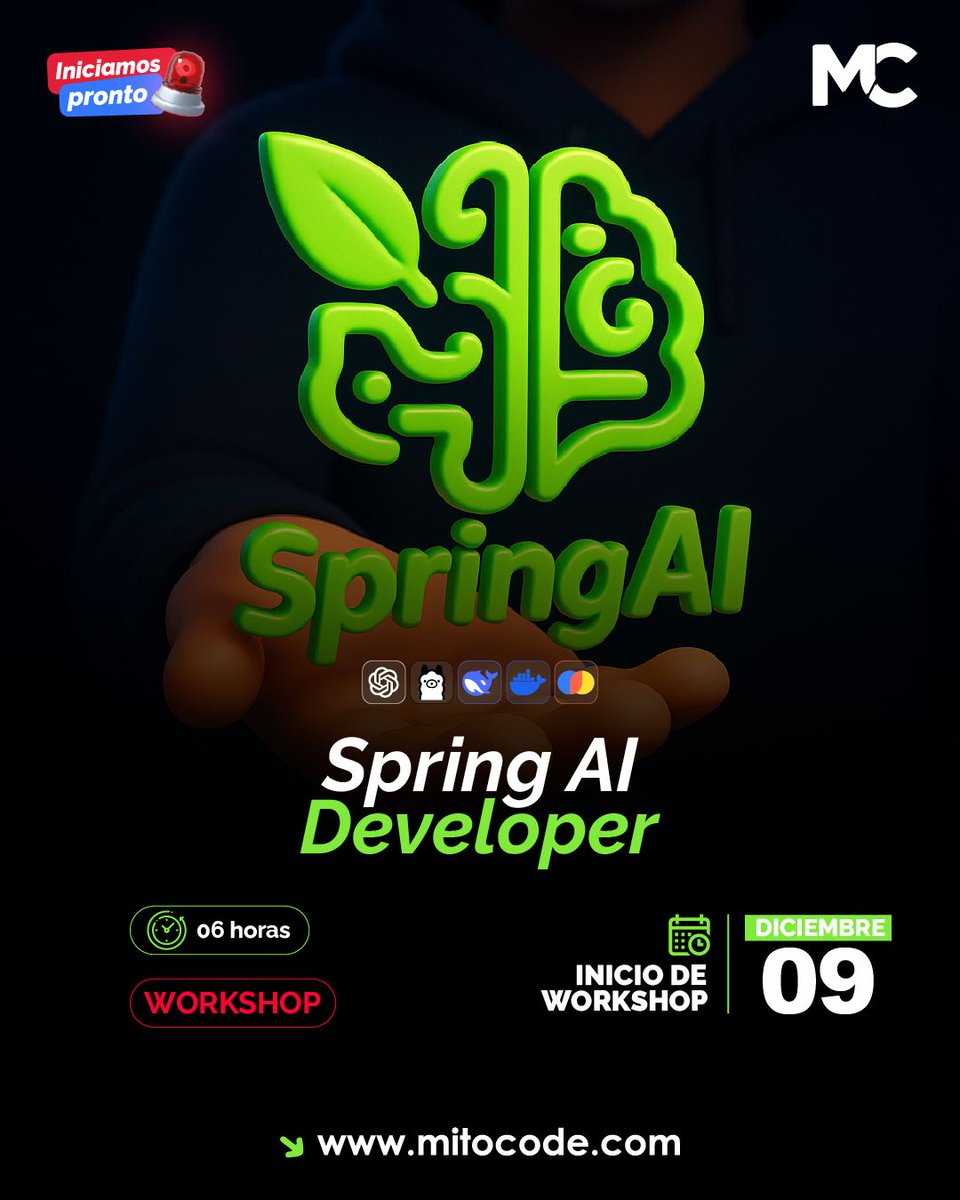 mitocode's tweet image. Aprende tecnologías de alta demanda laboral y no pierdas más oportunidades.

✅ Spring AI Developer
buff.ly/H8kDgIW

✅ AWS Cloud Practitioner
buff.ly/g1d8BlV

✅ IA para Developers
buff.ly/7QCkvqy
.
#mitocode #programador #programacion #tecnologia #ia