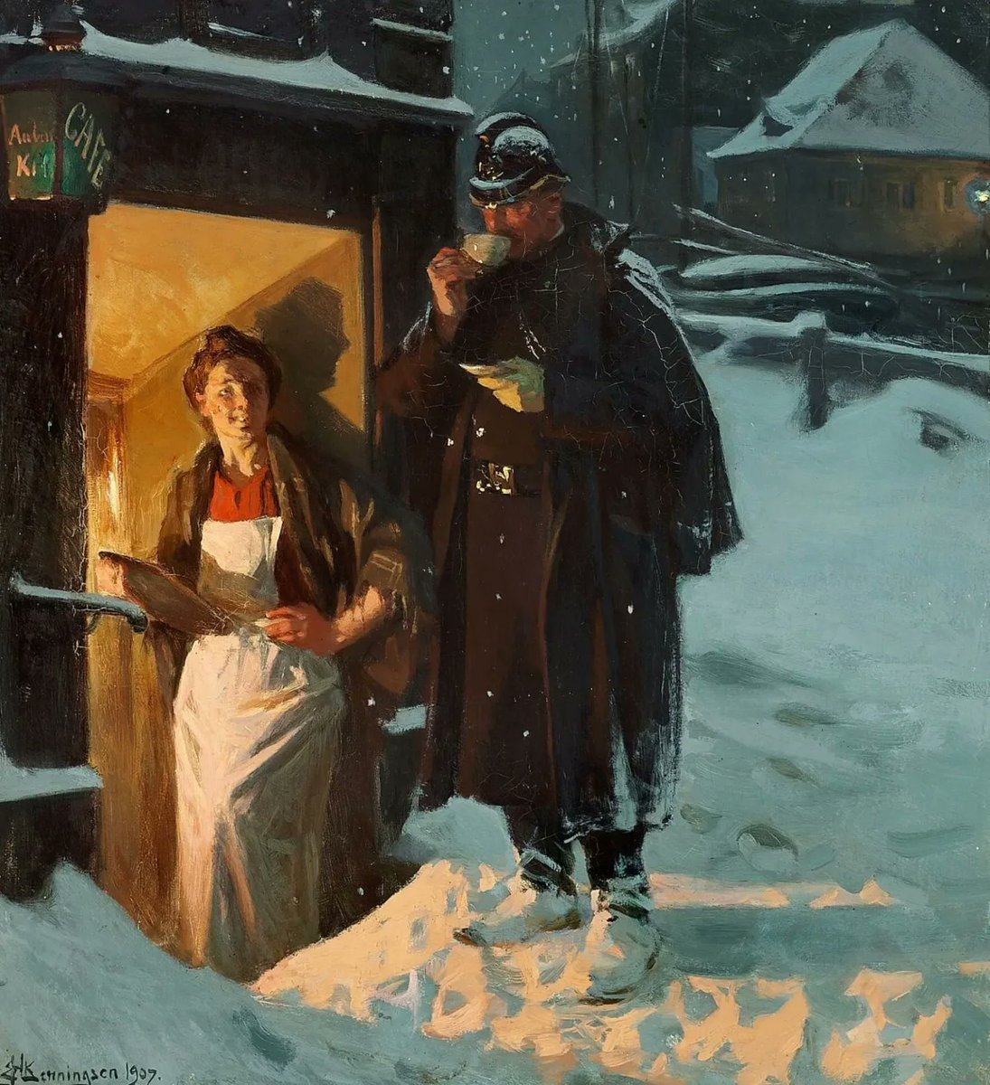 Ay_Blinkin's tweet image. A Coffee Break (or After the Night Watch) by Erik Henningsen (1855-1930)