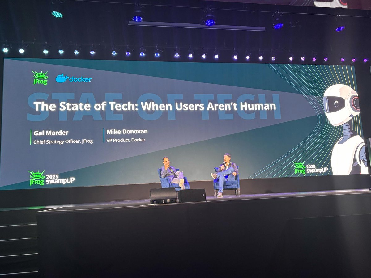 Docker's tweet image. 4 trends from SwampUP Berlin shaping software supply chain security:

- Attacks are scaling
- Governance is essential
- Securing agentic apps with MCP
- Starting with verified components

Do you agree? See why → bit.ly/3KghGHL

#Docker #Security #DevSecOps #MCP #SwampUP…