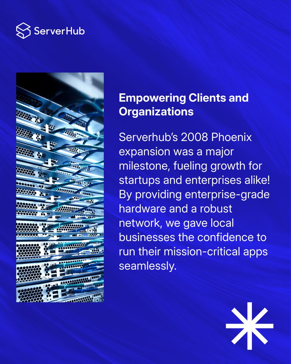 ServerHub's tweet image. In 2008, #ServerHub opened its datacenter in Phoenix, Arizona, marking a new chapter in its growth!🌵 Today, we offer fast, reliable services to users worldwide. Thanks for joining our journey!

#Serverhub #VPS #dedicatedservers #datacenters #Phoenixdatacenter #hostingsolutions