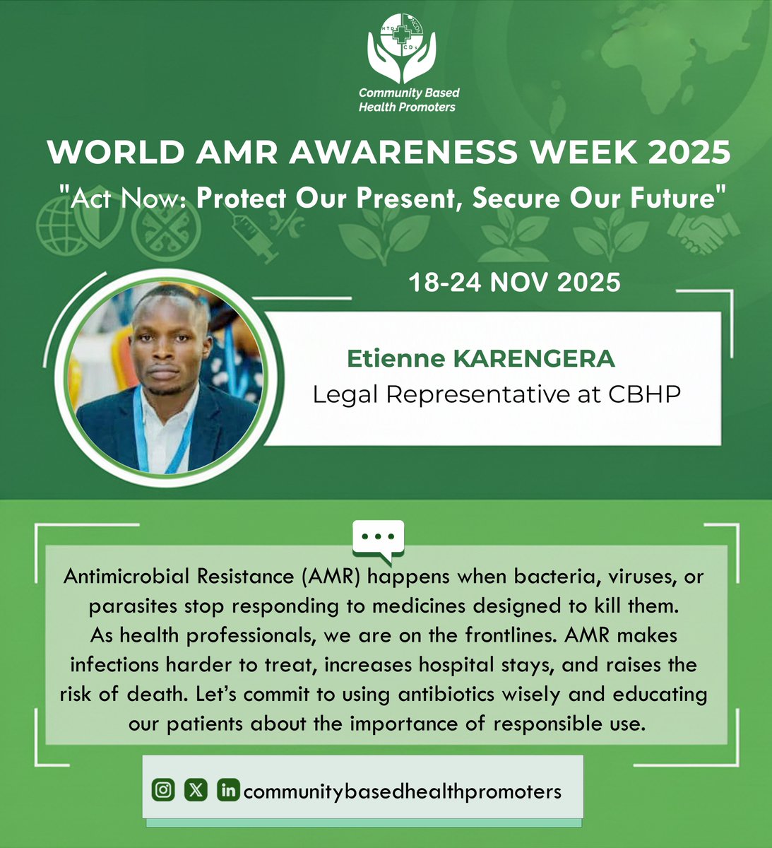 c_hpromoters's tweet photo. 📢 As World AMR Awareness Week 2025 comes to a close, our message at CBHP is clear and urgent: The fight against Antimicrobial Resistance (AMR) is not a one-time campaign, it’s a shared responsibility. https://t.co/UqcjGL15ym