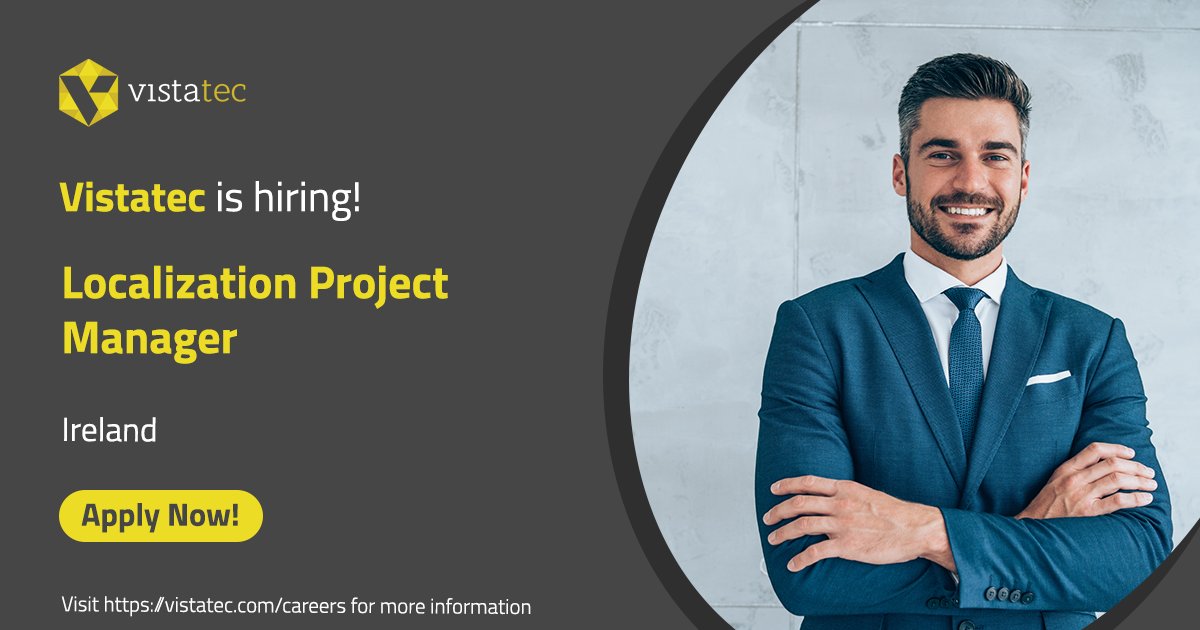 Vistatec is #hiring! vistatec.com/careers We are looking for a Localization Project Manager. The Project Manager will be involved in all aspects of interfacing with client companies, planning, and managing a virtual team of language resources. #Vistatec