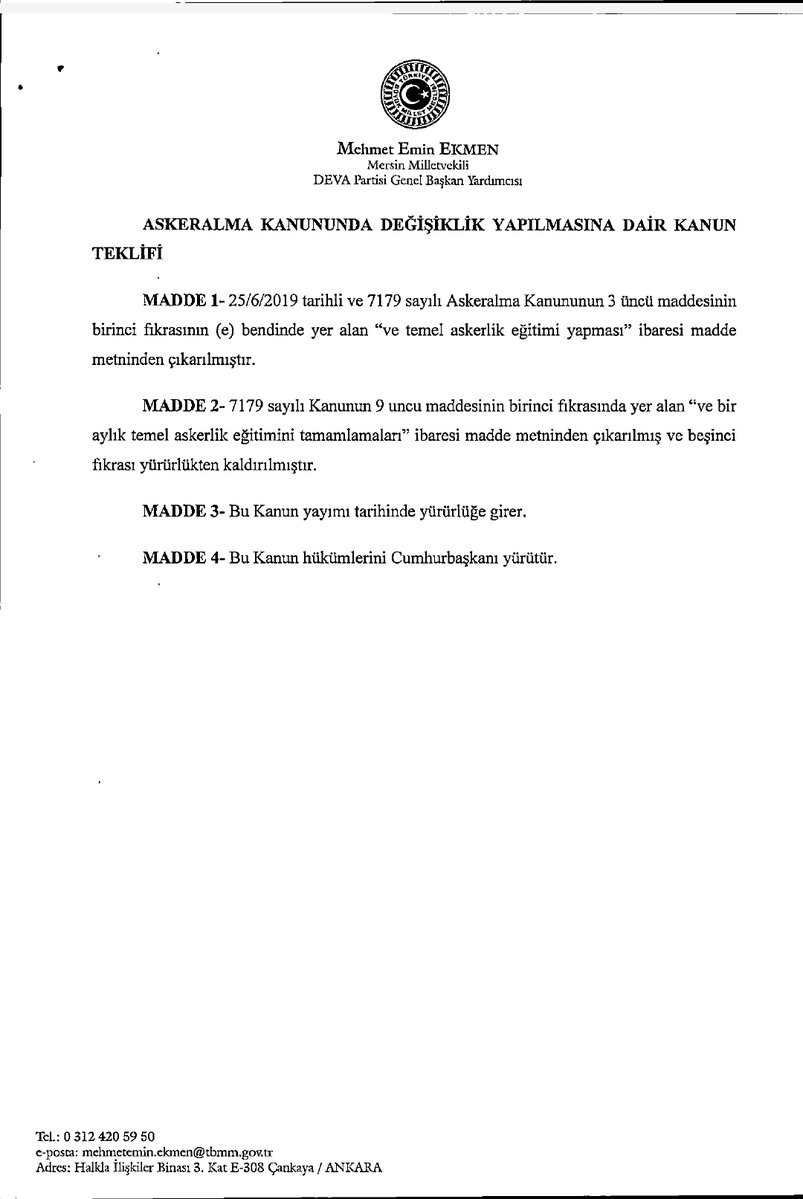 Ali Babacan'ın partisi bedelli askerlik talebini, yetkili merciye iletti. Tapusuda ektedir. Sayın Erdoğan'a, AKP'liler iletsin.