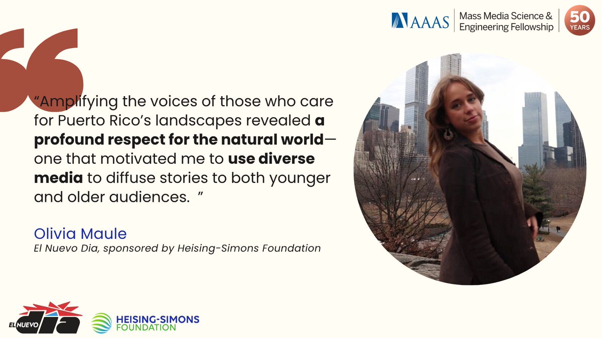 🏝️ ¡Hola Puerto Rico! <a href="/ocmaule/">Olivia Maule</a> spent the summer in Puerto Rico reporting in Spanish on local news <a href="/ElNuevoDia/">El Nuevo Día</a> (supported by the Heising-Simons Foundation). Interested in communicating science in Spanish? Check out what she wrote here: aaas.org/programs/mass-…