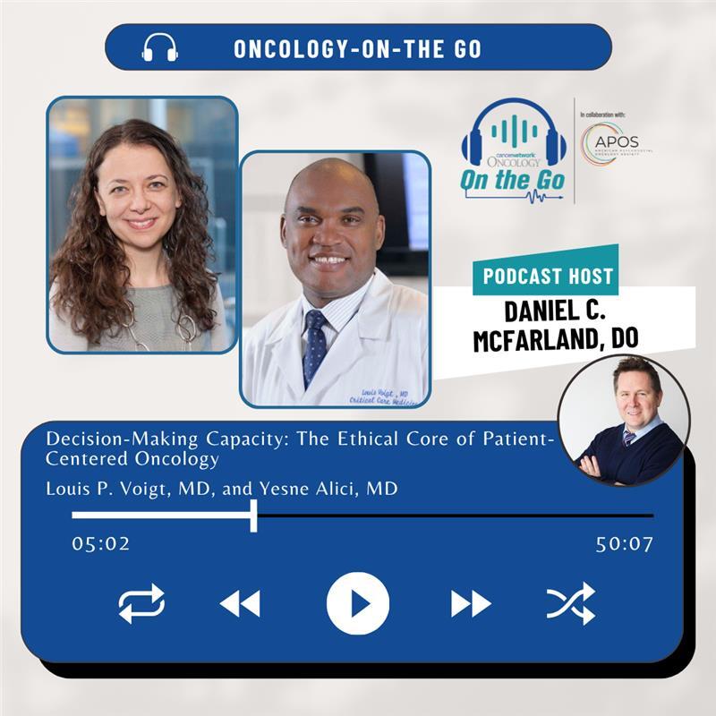 CancerNetwrk's tweet image. 🚨 NEW EPISODE ALERT! 🚨 

ONCOLOGY on the Go in collaboration with @APOSHQ tackles decision-making capacity with Dr. Louis P. Voigt &amp;amp; Dr. Yesne Alici from @MSKCancerCenter. Hosted by Dr. Daniel C. McFarland!
 
🎧 Listen to the full discussion today: hubs.li/Q03Vjh1W0