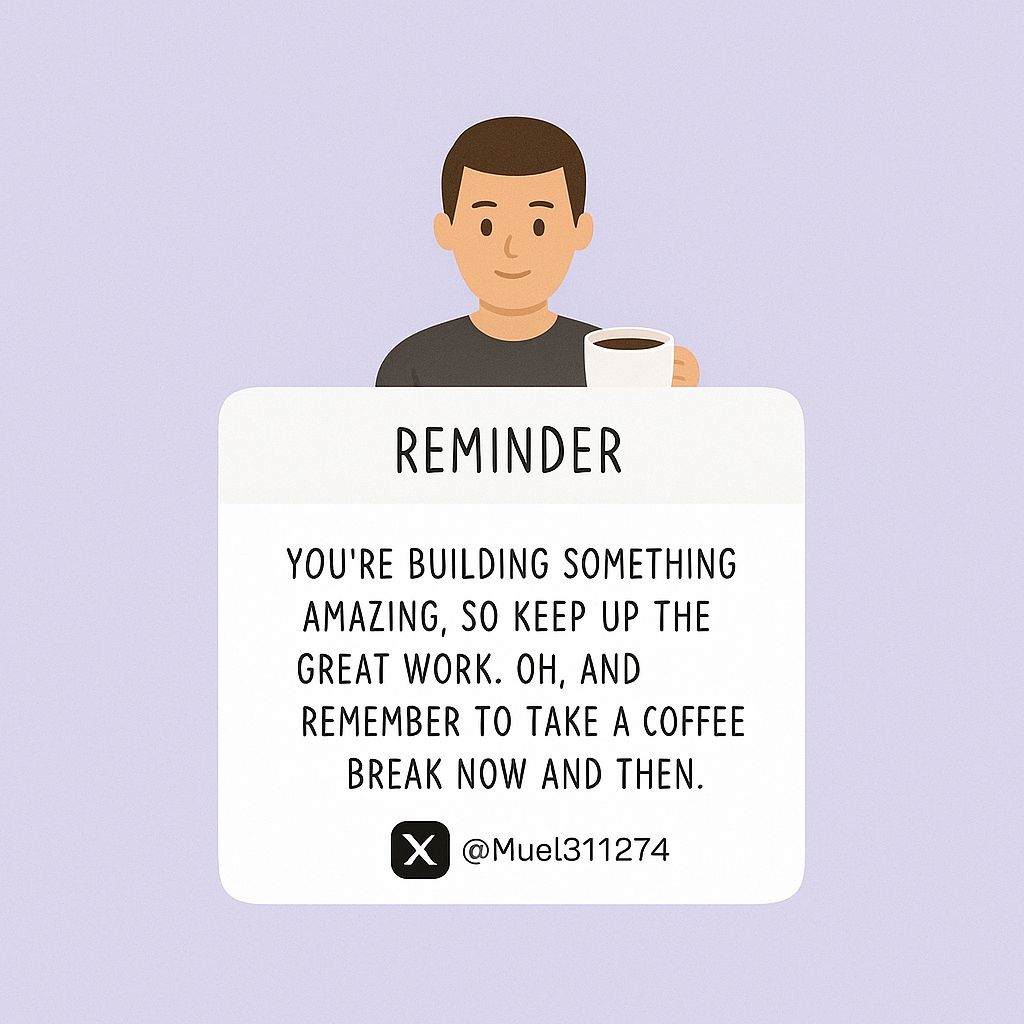 muel311274's tweet image. A gentle reminder from Infinit Lab
✨ Progress is still progress, no matter how small. Take a breath, sip that coffee, and keep building the future.  
#StayInspired #InfinitLab #MindfulTech #KeepGrowing