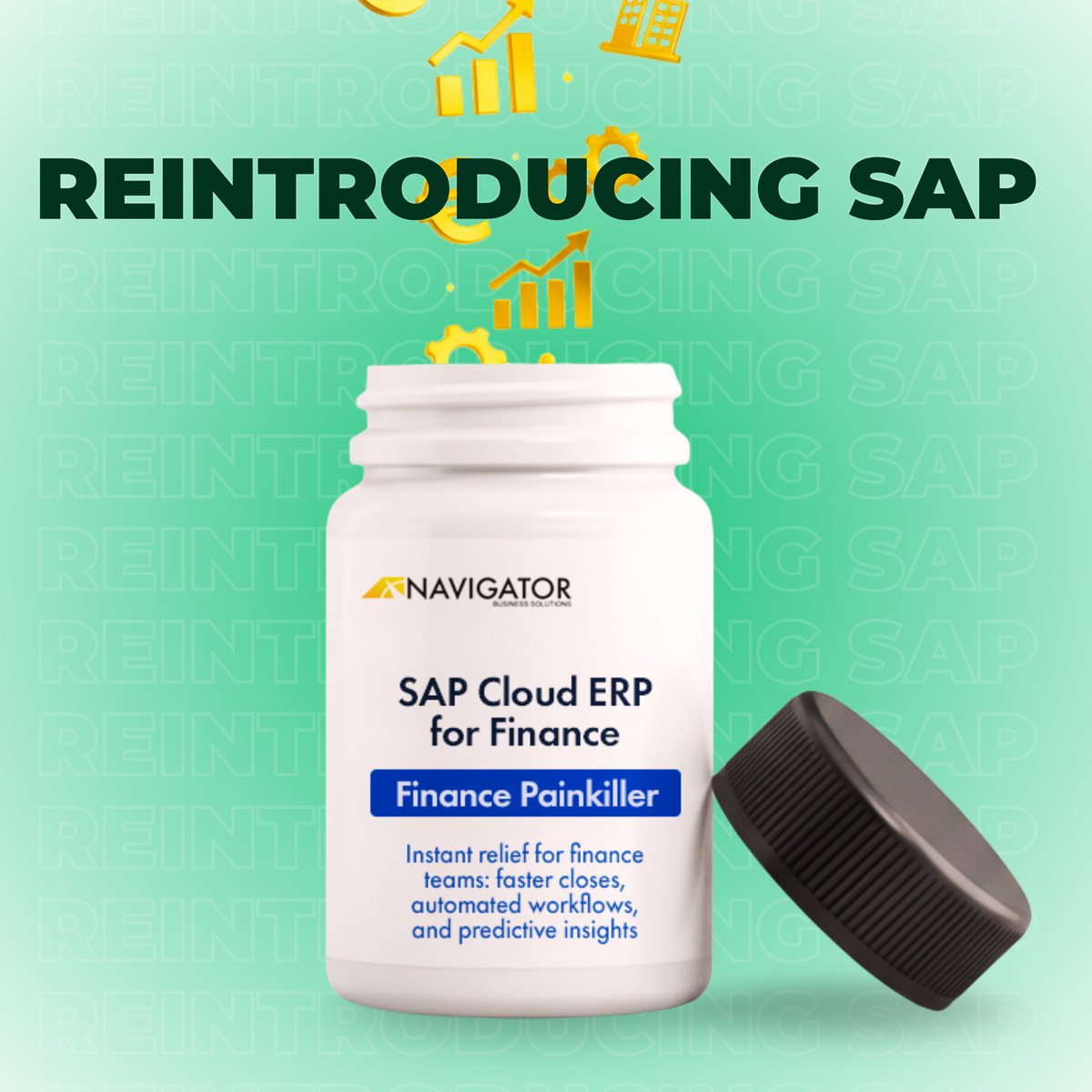 NavigatorSAP's tweet image. 💊 Drowning in spreadsheets, manual tasks, and numbers that never seem to line up?

Meet #SAPCloudERP, the finance painkiller built to eliminate chaos at the source, all on one modern cloud platform.

👉 Learn more: hubs.ly/Q03TDV9Y0 
#SAP #ERP #Finance #CFO #CloudERP