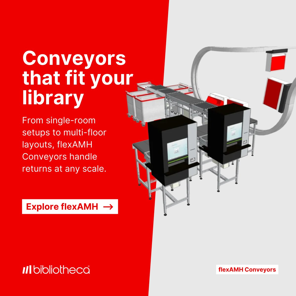 BibliothecaX's tweet image. flexAMH Conveyors adapt to your space. Single-room setups, multi-floor layouts, corner turns, long runs—modules connect any way your building needs.

Learn more: hubs.la/Q03VFqpj0