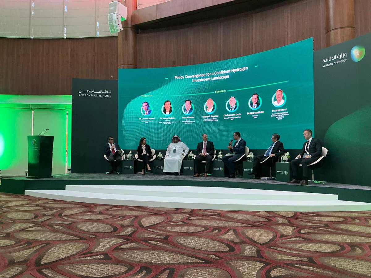 IndianEmbRiyadh's tweet photo. The 44th Steering Committee of the International Partnership for Hydrogen and Fuel Cells in the Economy #IPHE is underway in Riyadh, Saudi Arabia.
Shri Mir Mohammed Ali, Director & Shri Prasad Chaphekar, Deputy Secretary, Ministry of New & Renewable Energy, Government of India @mnreindia are attending.
India launched the National Green Hydrogen Mission in 2023 with the aim of making India a global leader in the production, use, and export of green hydrogen. The Mission will deepen decarbonisation, reduce fossil fuel imports, and help build a world-class domestic manufacturing ecosystem.
@MEAIndia
@IndianDiplomacy
@MoEnergy_Saudi