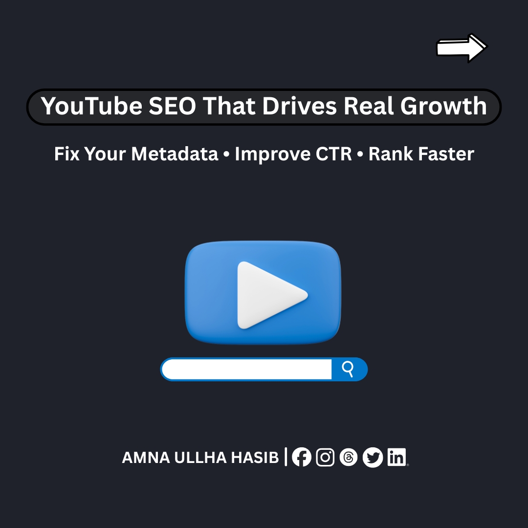 hasibamanullha8's tweet image. YouTube SEO That Drives Real Growth 📊

Are your YouTube videos not ranking or experiencing a drop in CTR despite great content? It’s not your content, it’s your SEO strategy.

#CTRBoost #SearchRanking