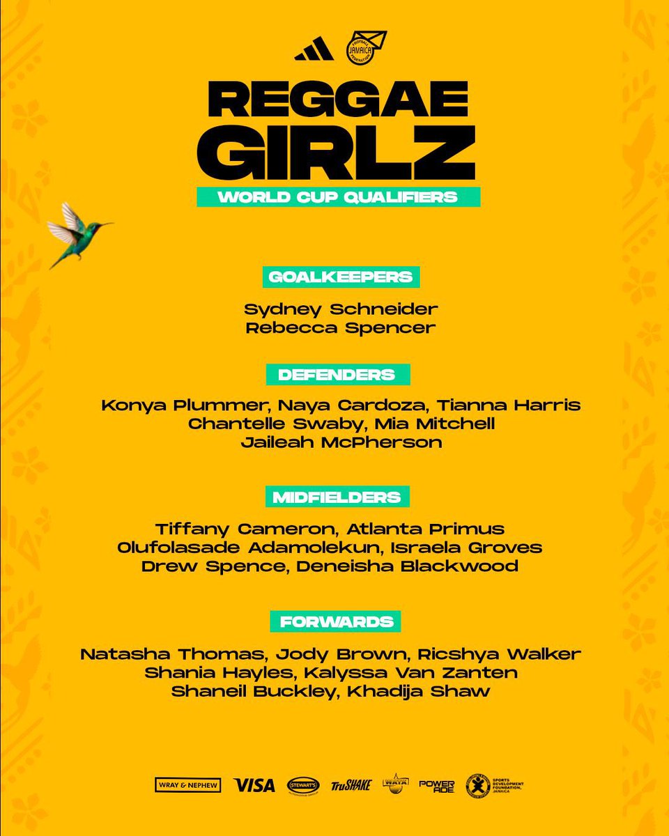 Say hello to the Girlz carrying the black, green, and gold into battle against Dominica this Saturday, November 29th! 🇯🇲🔥

Presented by @wrayrum | @visajamaica | @stewartsautogroup | @trushakeja | @officialwata | @poweradejamaica | @sdforja