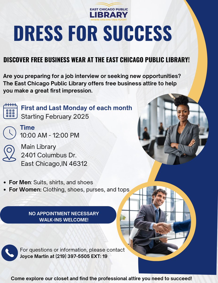ECPublicLibrary's tweet image. ✨ The Dress to Success Closet is officially OPEN! ✨

Stop by and check out our amazing selection of clothes, shoes, hats, jackets, pampers, and more. Available in all sizes and completely FREE! 🧥👟🧢

We&apos;ll be open today until 12pm by the Circulation Desk at the Main Library.