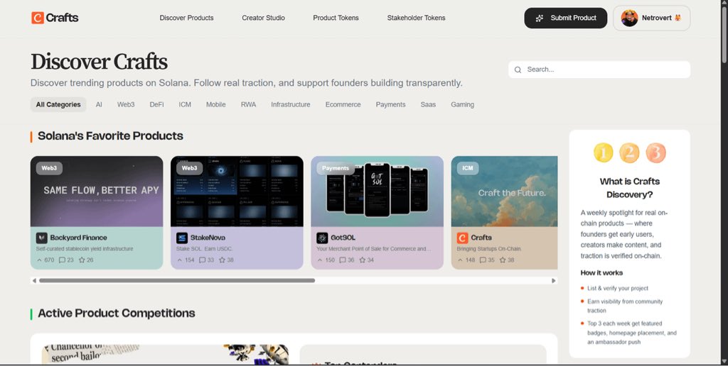 netrovertHQ's tweet image. You see projects organized around what’s new, what’s moving, and what needs support.

It’s curated enough to be useful but open enough to feel organic.

Check it out here: crafts.dev/discover

Two projects currently in Discovery illustrate how different teams use @craftsdev…