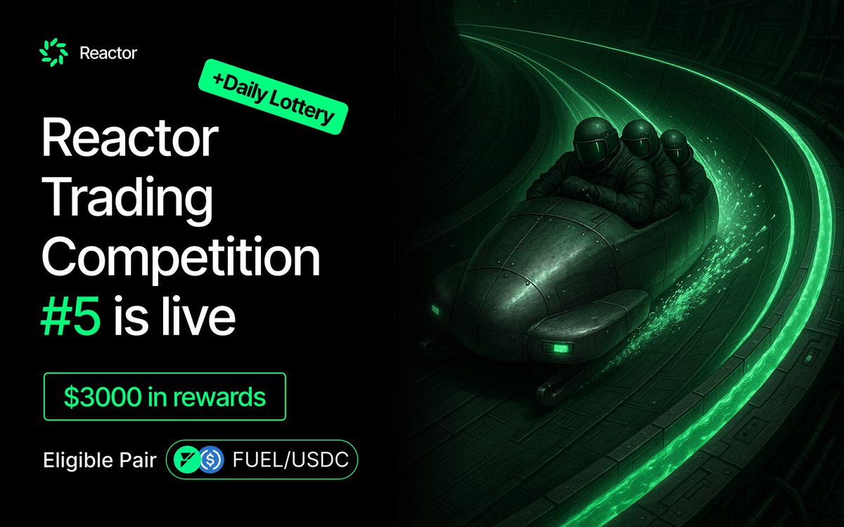 ReactorDEX's tweet image. Reactor Trading Competition 5 is LIVE

New this round: Prize spots expanded from 20 to 30!

 Enter the surge → reactor.exchange/competitions
