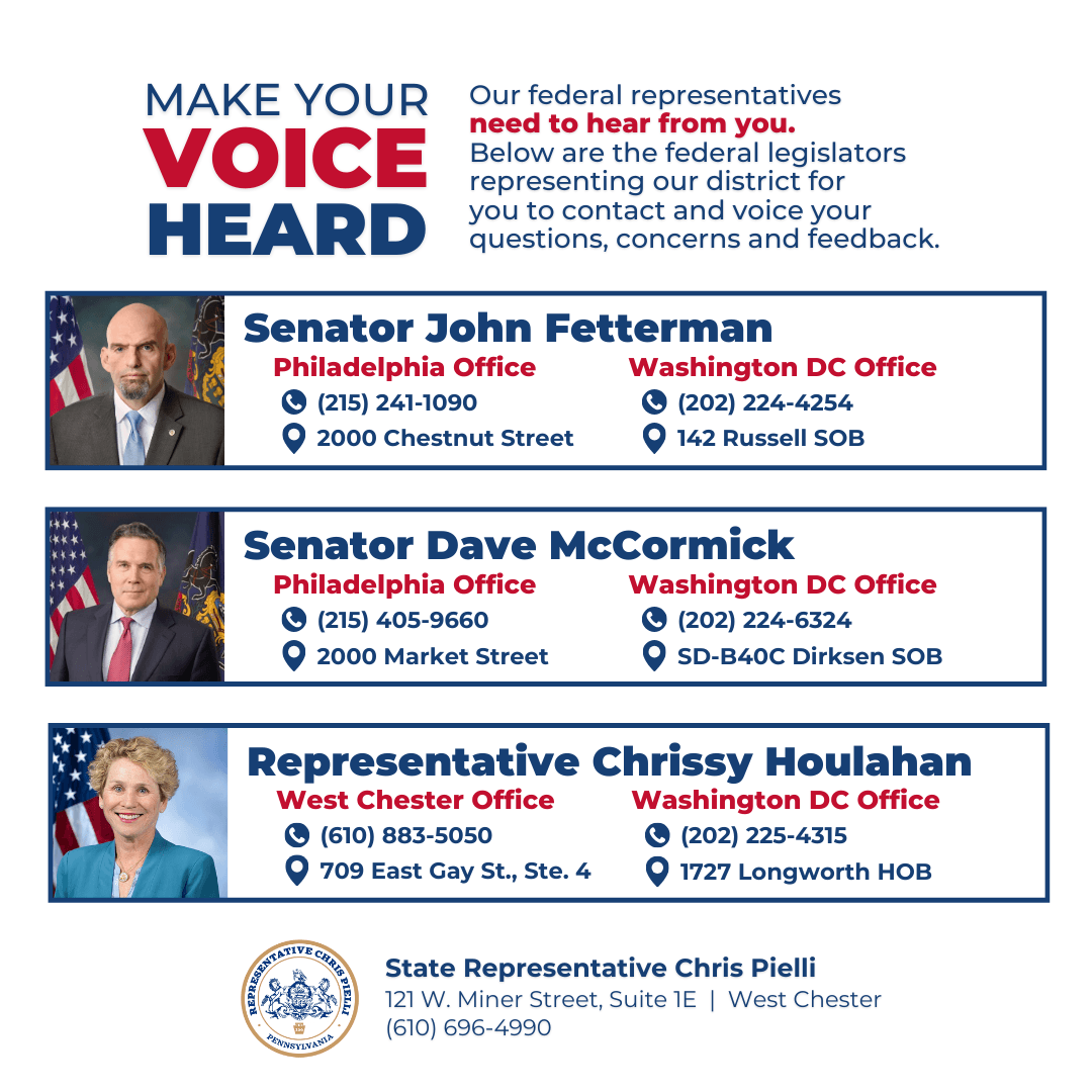 RepPielli's tweet image. Folks, I hear your concerns about what is happening in our federal government. Please know I am working to push back on the state-level. In the meantime, I urge you to contact your federal representatives. They need to hear from you - Make Your Voice Heard!