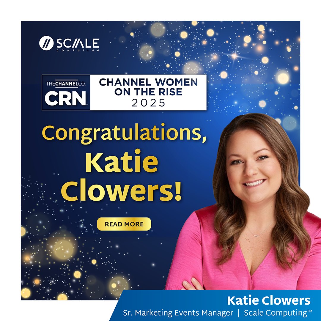 ScaleComputing's tweet image. We&apos;re thrilled to share that Katie Clowers, Sr. Marketing Events Manager at Scale Computing, has been named to @CRN’s 2025 Channel Women on the Rise list! Katie’s contributions are invaluable to our team and the channel community. Congratulations, Katie, on the well-deserved win!