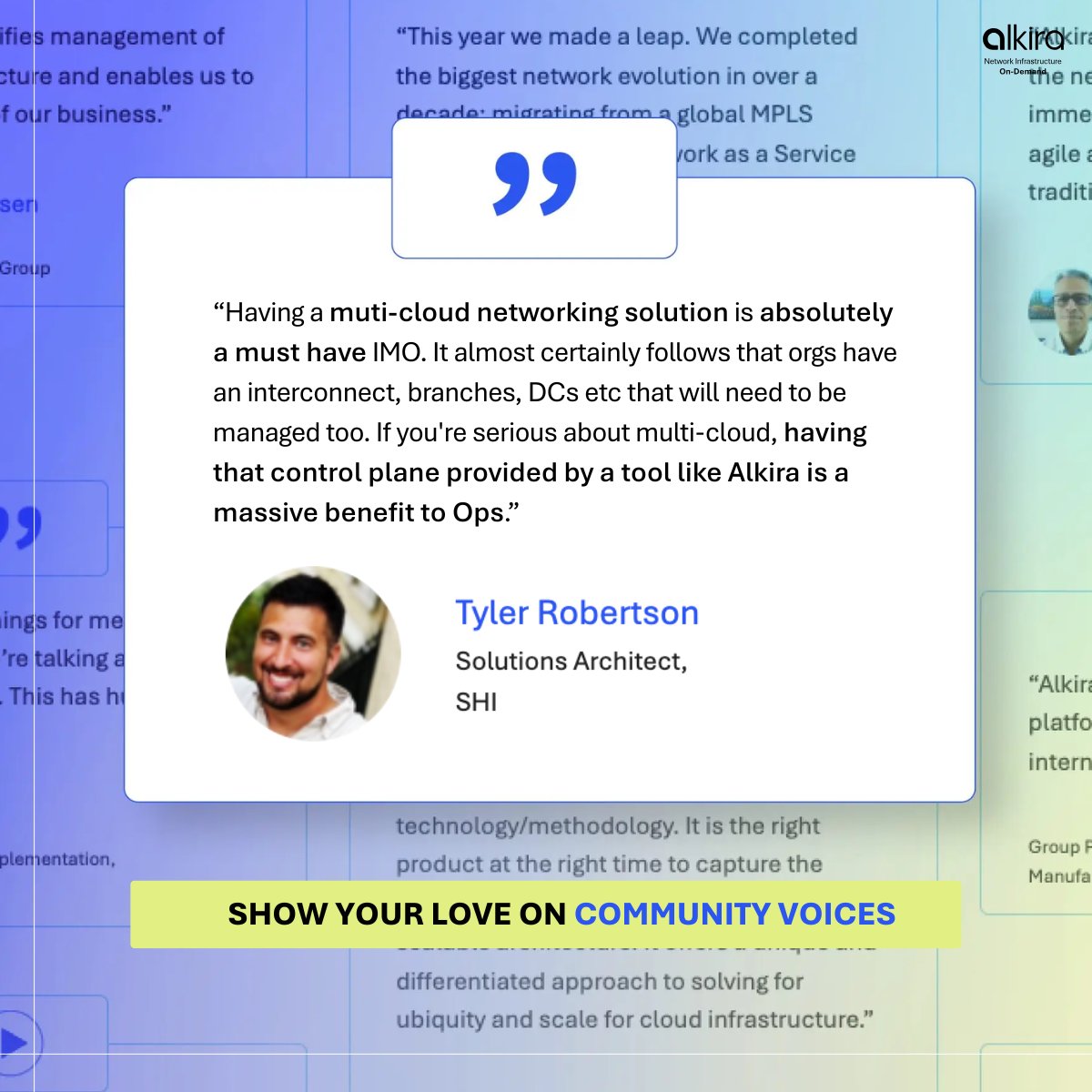 alkiranet's tweet image. This Thanksgiving week, we’re thankful for the insights and trust from our customers and partners. 

Their feedback is transforming how the world approaches network infrastructure. 

See what our community is saying in comment.

#NetworkInfrastructure #MultiCloud #Partner
