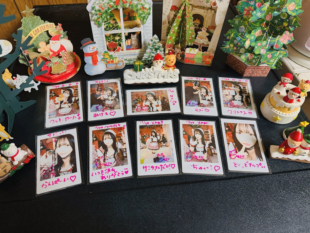 satoshi12291026's tweet image. りここ現事務所最後の撮影会2枠2時間楽しんで来た🥰
今年ネット販売チェキは無いからサンタチェキ諦めてたのでせめてもとダイソーでサンタ帽購入💦
私服だと思ってたが衣装がまさかのサンタ色のウェイトレス的で🎯しかもセットもクリスマスで大優勝🏆
もぉこれはりこサンタでしかなかった🎄
#今井りこ