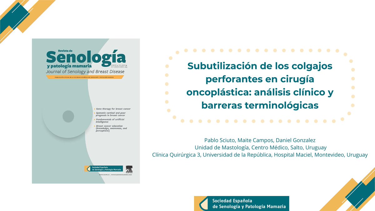 sespm's tweet photo. 🧐Descubre uno de los artículos del último número de la Revista de Senología y Patología Mamaria.

“Subutilización de los colgajos perforantes en cirugía oncoplástica: análisis clínico y barreras terminológicas”

Descubre más👉https://t.co/IXNIERBEdY

#Senología #PatologíaMamaria https://t.co/wVRC7aHhdL