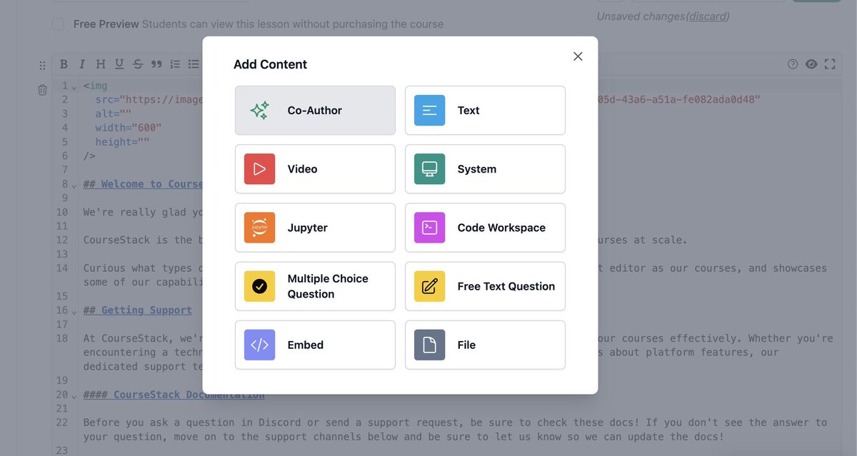 getCourseStack's tweet image. Building great technical learning content is tough. 

✨ But our Co-Author makes it easier!

Stay in the zone and let Co-Author build and refine content with you, directly in our learning platform.