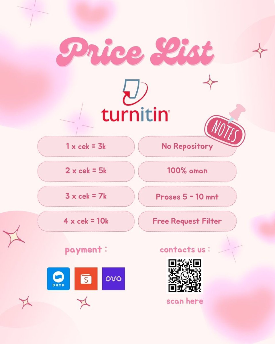 rhmtlnrcmlyh's tweet photo. yuk yang mau turnitinnn
#zonauang #turnitin #parafrase #jokitugaskuliah https://t.co/0VdFwj7bXP
