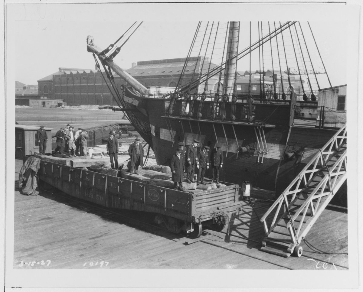 Rebuilding “Old Ironsides,” 1927.  LT Lord, CAPT Simmer, CAPT Moody, and Secretary of the Navy Curtis D. Wilbur survey USS CONSTITUTION's restoration on March 15, 1927.

Credit: Naval History and Heritage Command [NH 120115]

#OldIronsides #Navy250 #Boston #USNavy #Shipbuilding