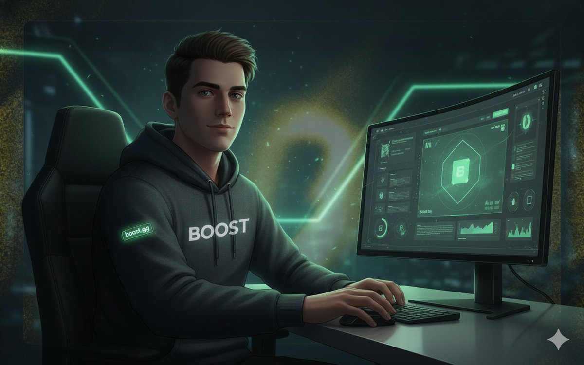 LinkonAnalytics's tweet image. A night grind vibe with a dedicated user wrapping up the day’s progress. Dark background with neon green highlights symbolizing Boost Season 2 consistency. The person sits near a soft-glowing screen, focused and confident. Their hoodie or casual wear has space for AI to elegantl